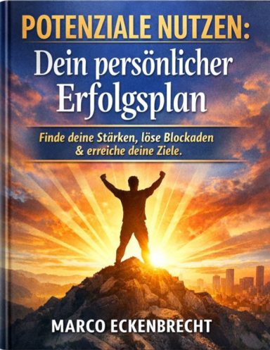 Buchcover mit einer Person, die auf einem Berg steht und Erfolge feiert.
